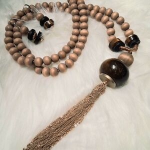 Necklace with Tassel And Pierced Earrings